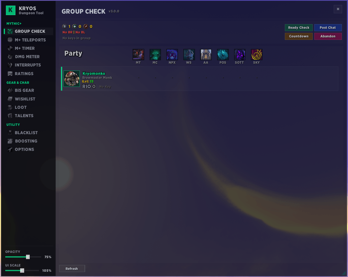 Group check — the whole party at a glance
