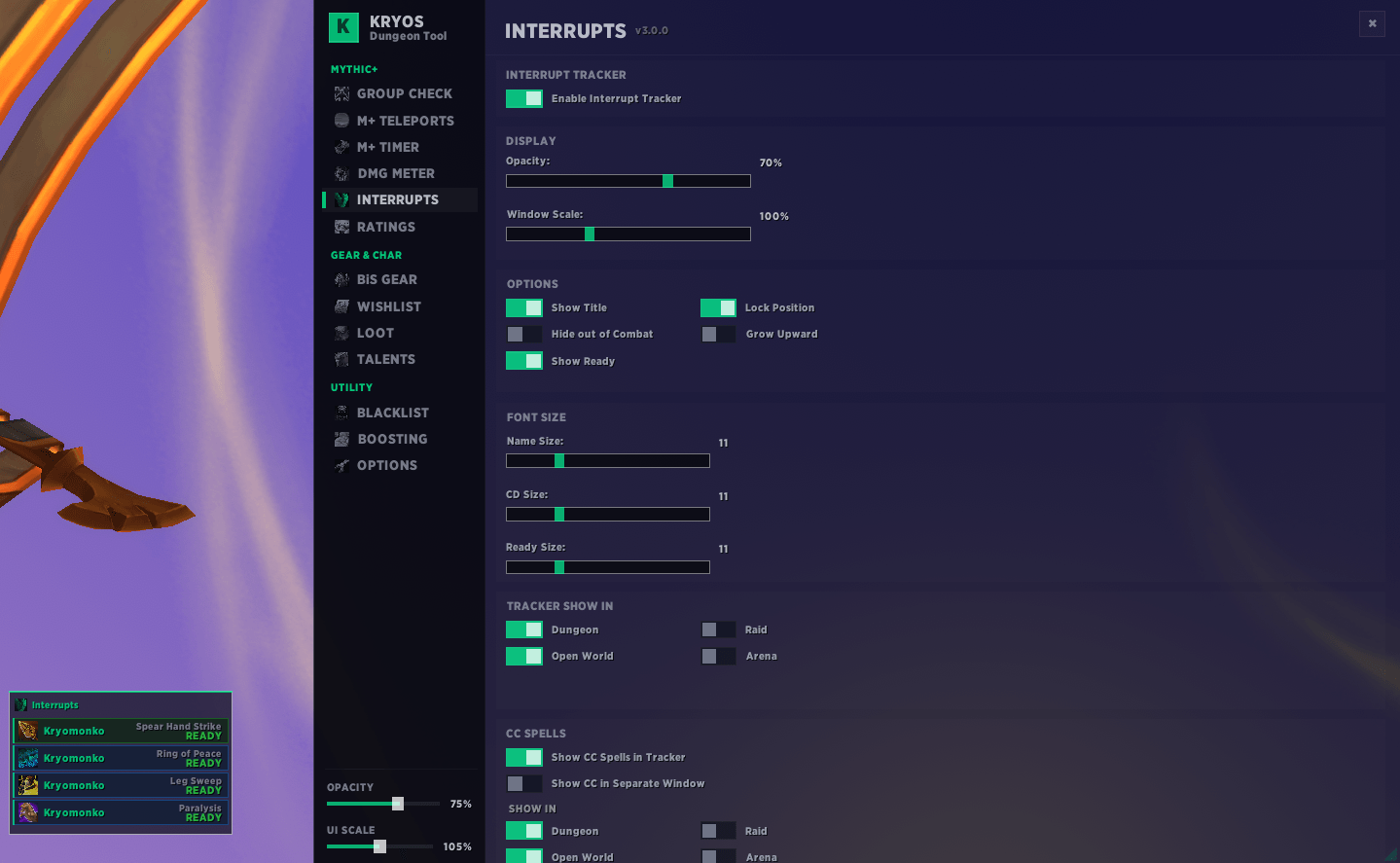 Interrupt and CC tracker